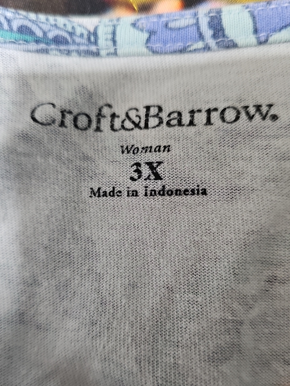 croft & barrow Blue & Aqua Paisley V-Neck Short Sleeve Tunic - Picture 5 of 5